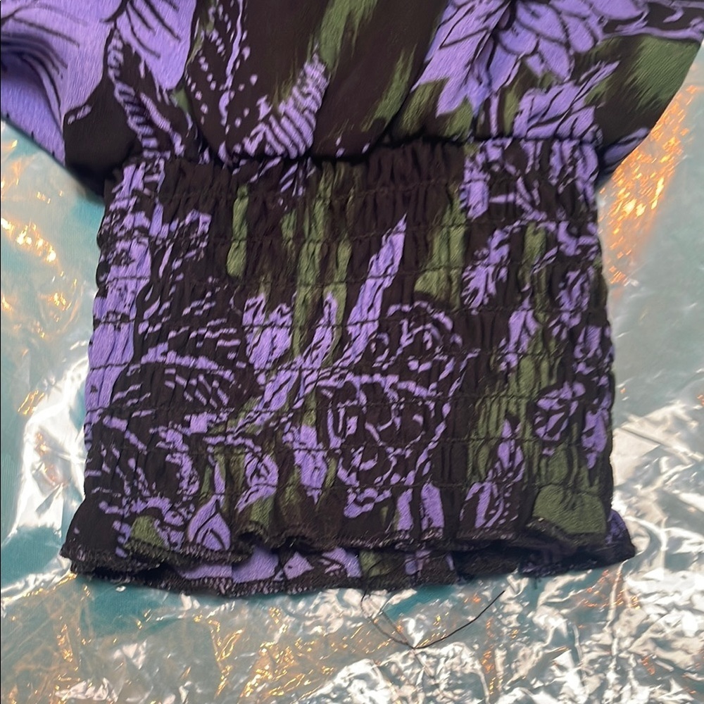 Sunny Leigh Blue and Purple Ruffled Long Sleeve Blouse - Picture 6 of 6